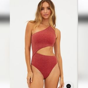 Beach Riot Red One-Shoulder Cutout One-Piece Swimsuit